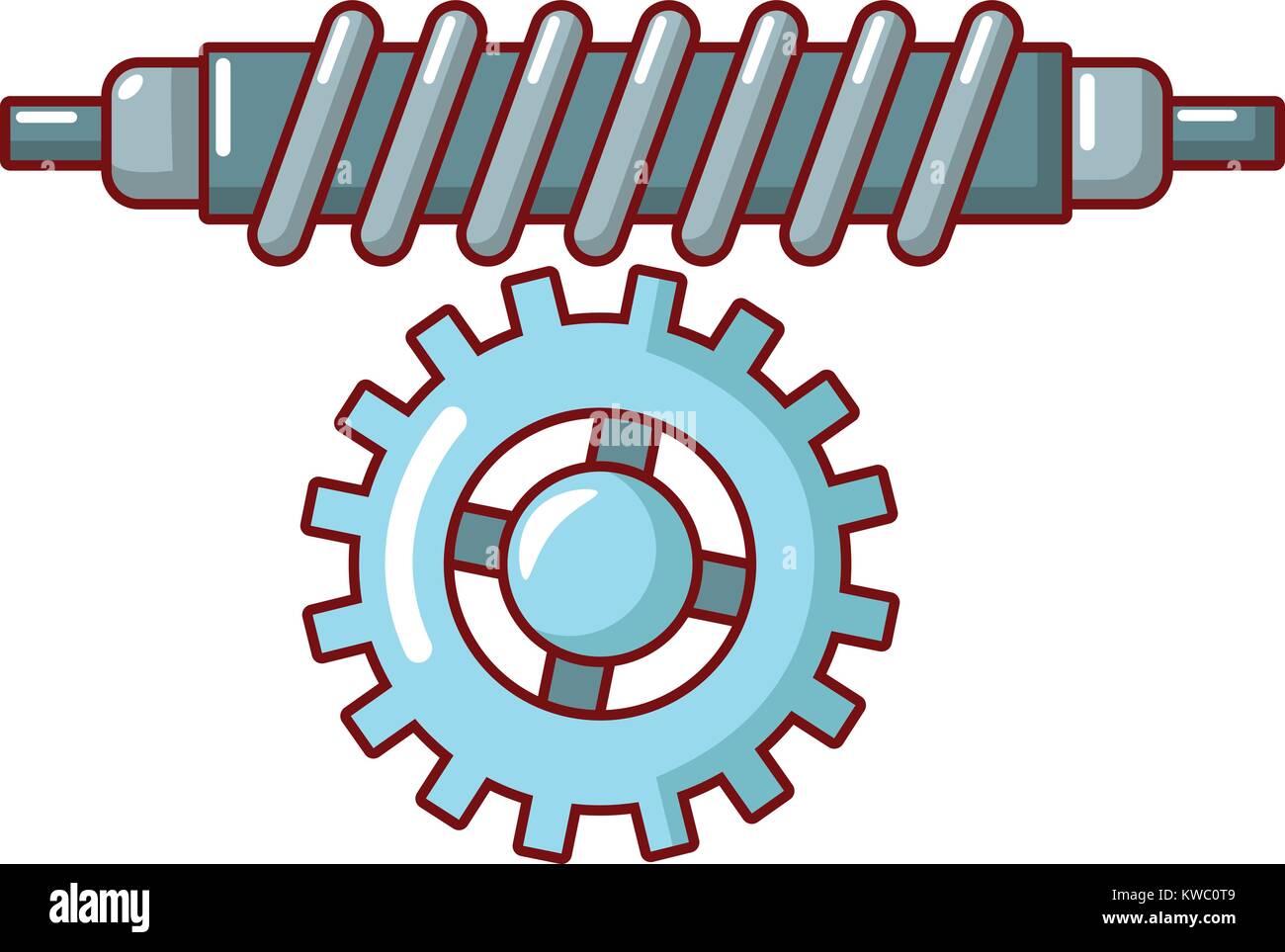 Ingranaggio a vite senza fine icona, stile cartoon. Illustrazione Vettoriale