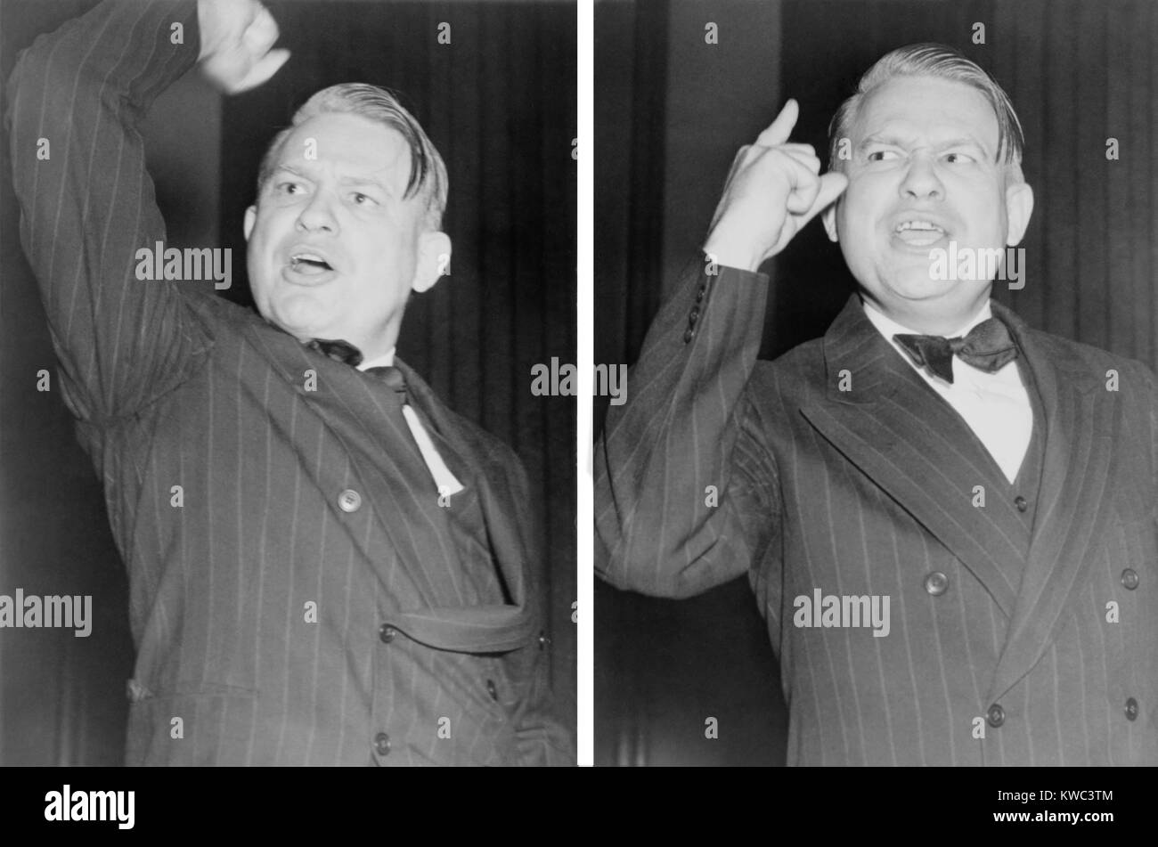 Due viste di Martin muore, enfaticamente gesticolando durante un discorso contro il comunismo. Ottobre 30, 1939. Stampi e Samuel Dickstein creato il Comitato Casa indagando Un-American Attività nel 1938. Egli stava parlando a un convegno della drogheria Manufacturers Association in New York. (BSLOC 2015 14 19) Foto Stock