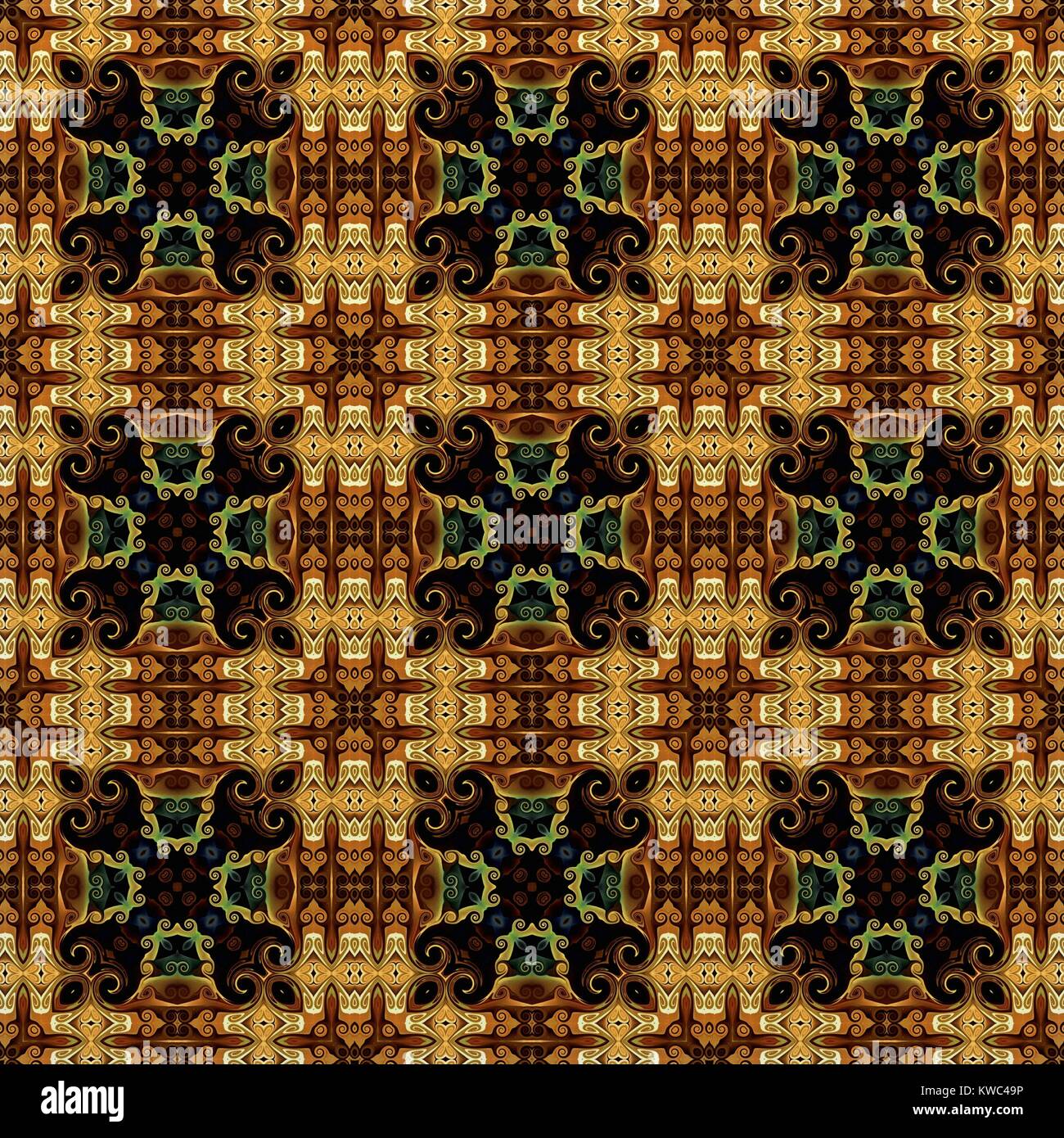 Raster senza giunture pattern in stile orientale psichedelico di fiori mosaico per la carta da parati, sfondi, arredamento per gli arazzi, tappeti Foto Stock