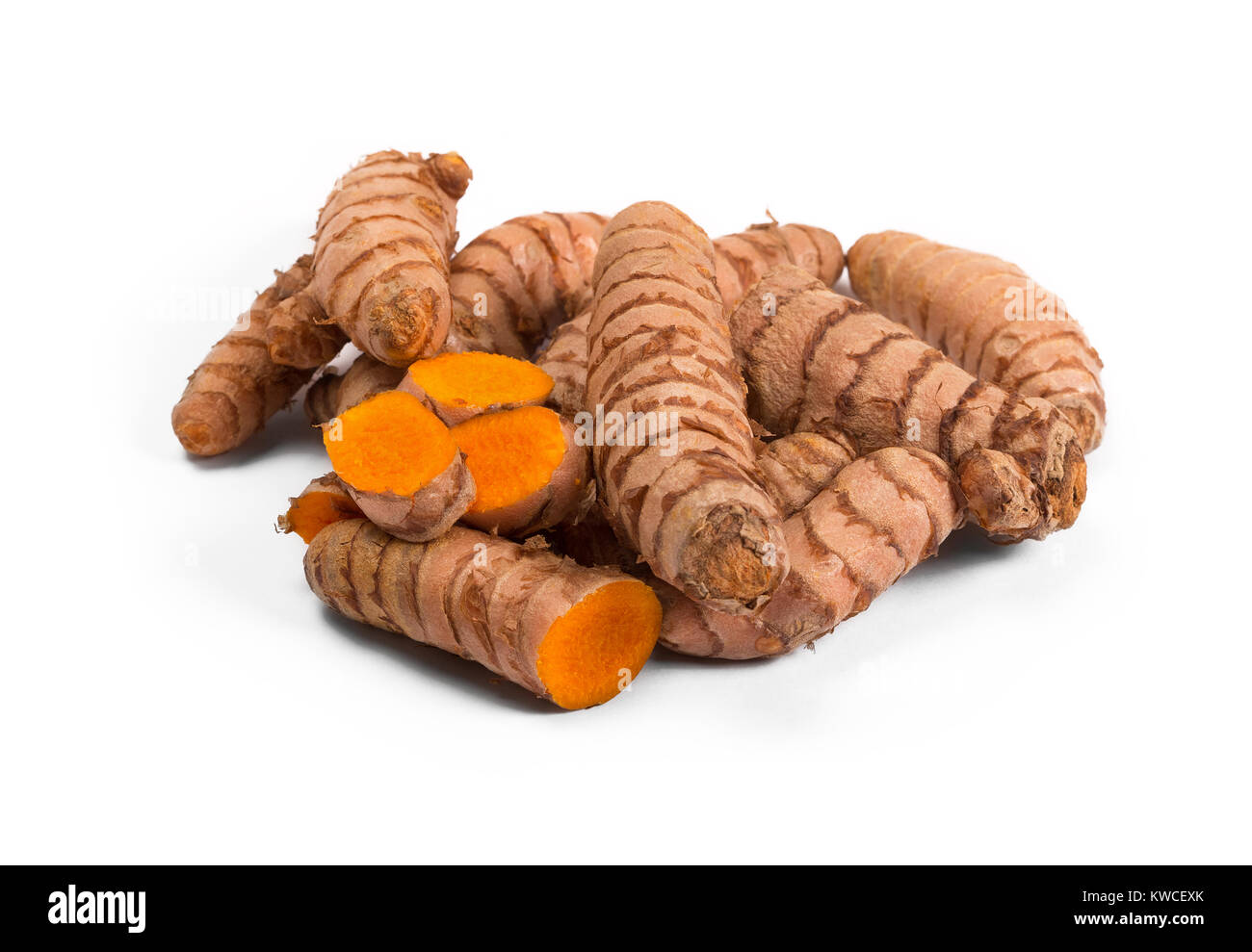 Curcuma rizoma, curcuma root Foto Stock