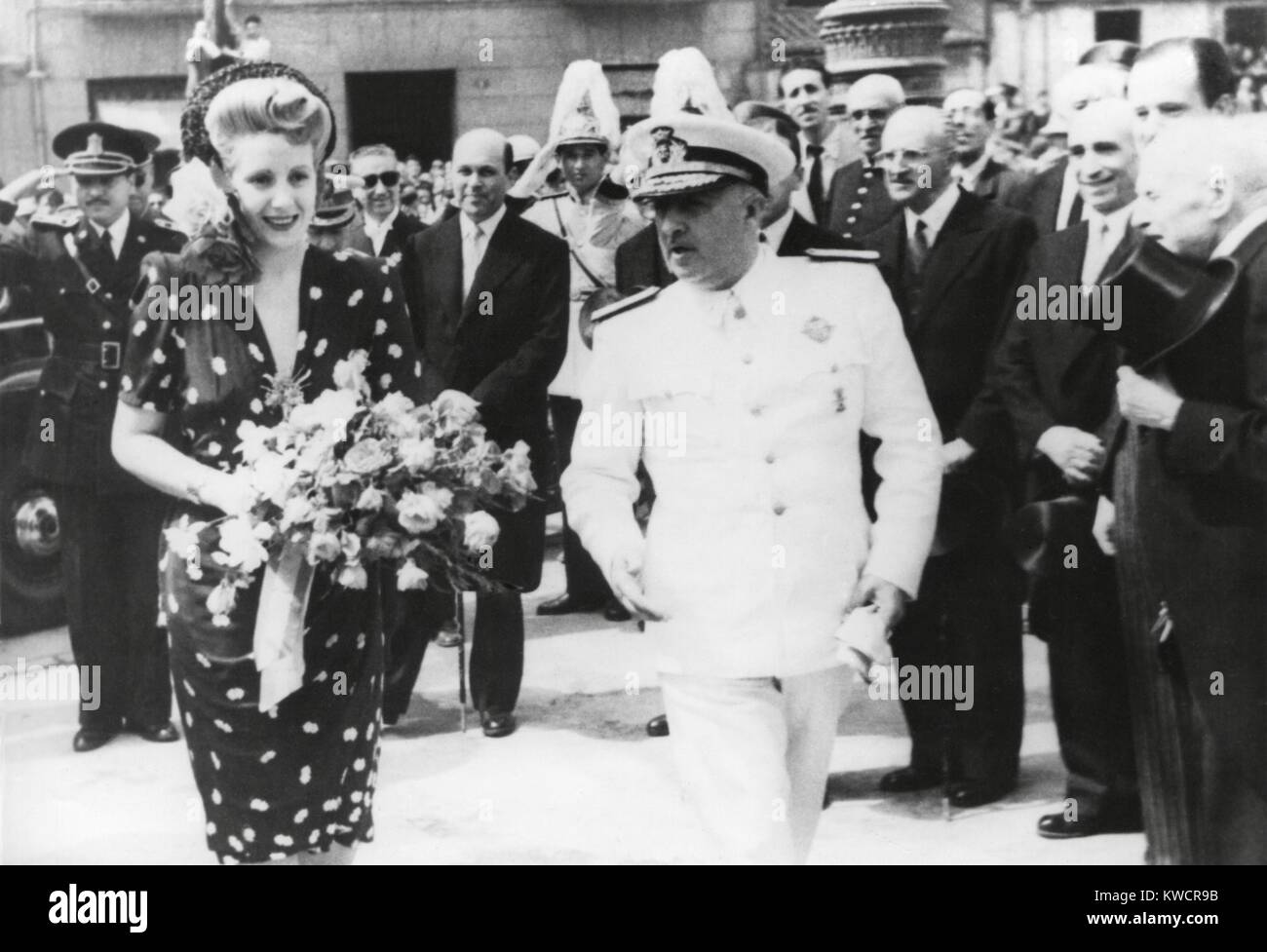 Evita Peron a Barcellona, Spagna. Giugno 1947. - (BSLOC 2014 17 67) Foto Stock