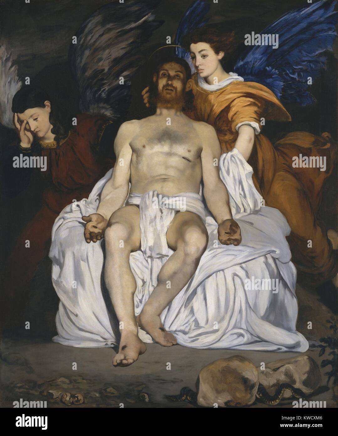 Il Cristo morto con gli Angeli, da Edouard Manet, 1864, impressionista francese pittura, olio su tela (BSLOC 2017 3 6) Foto Stock
