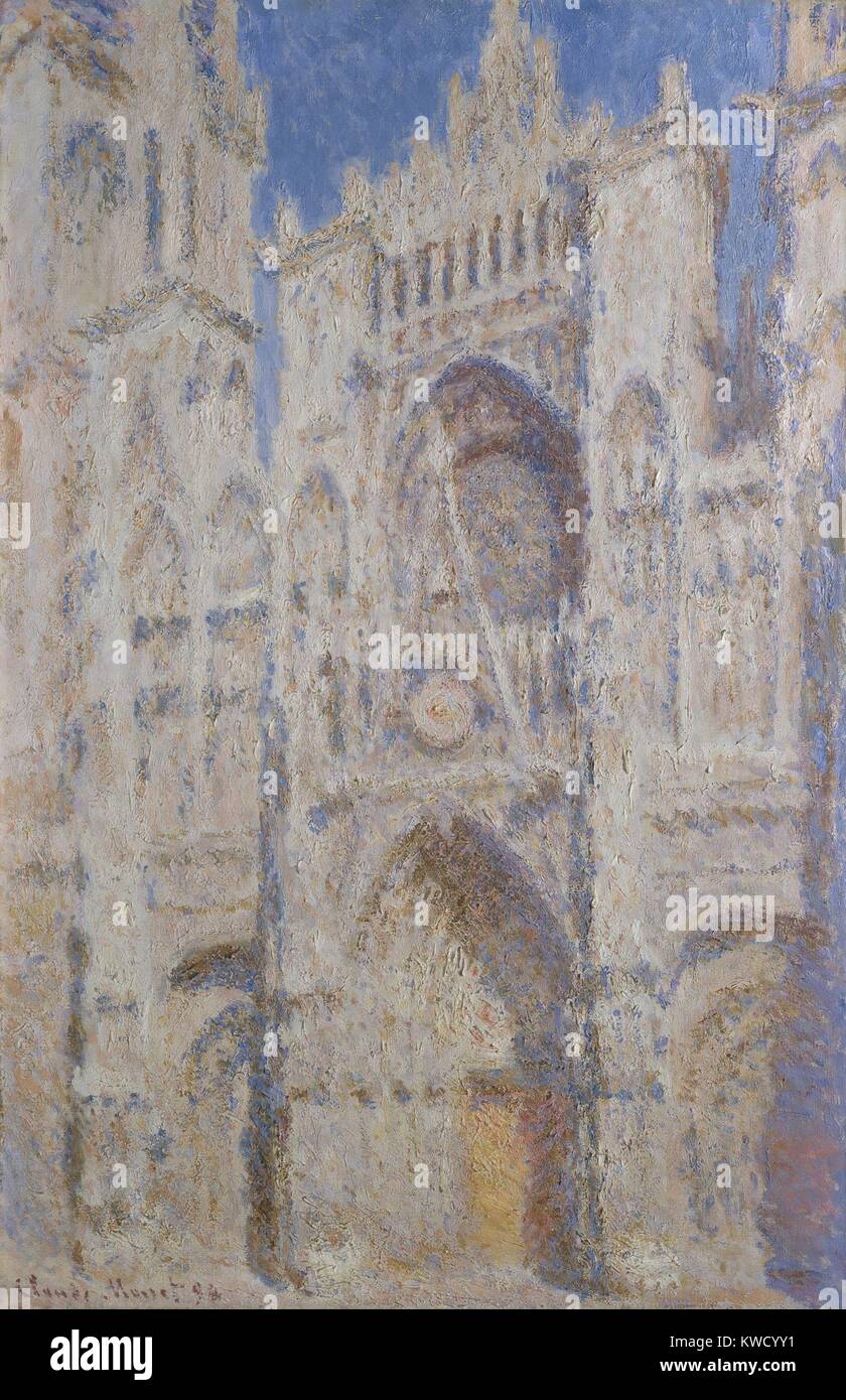 Cattedrale di Rouen: il portale (luce solare), di Claude Monet, 1894, impressionista francese la pittura ad olio. Monet dipinto più di trenta vedute della cattedrale di Rouen nel 1892-93, che ha cominciato a Rouen e finito nel suo studio a Giverny (BSLOC 2017 3 44) Foto Stock