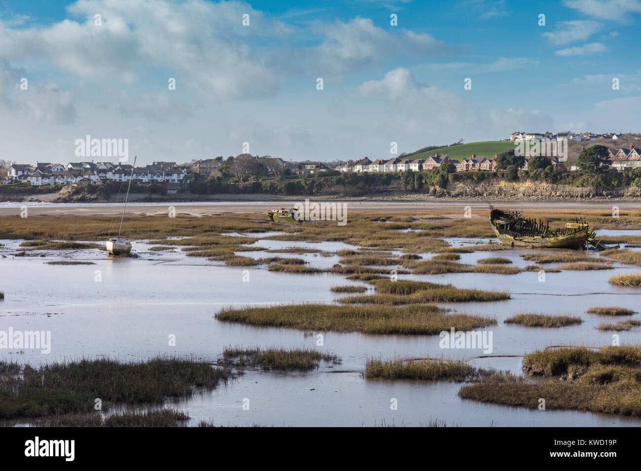 Relitti, Barry Harbour, Barri, South Wales, Wales, Regno Unito Foto Stock