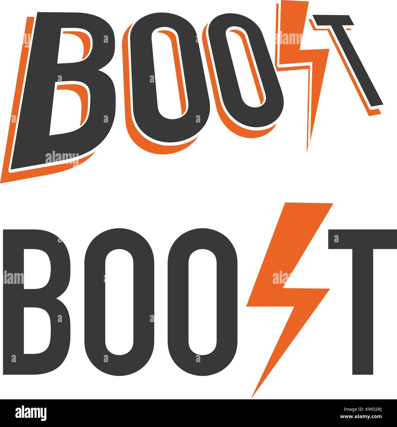 Vettore semplice illustrazione della parola di Boost in blu e arancione Illustrazione Vettoriale