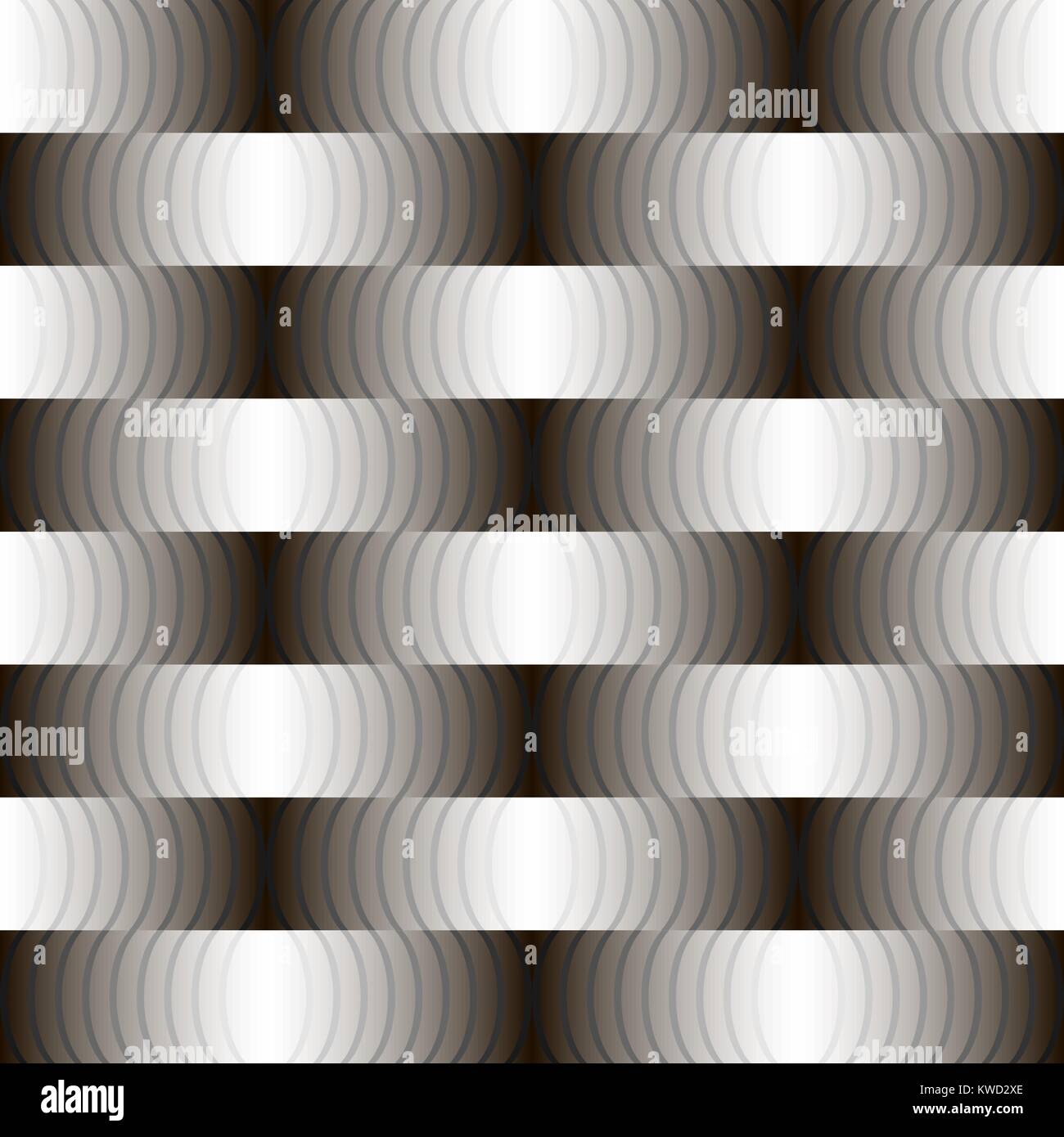 Nero-e-bianco modello intrecciato di bande e onde Illustrazione Vettoriale