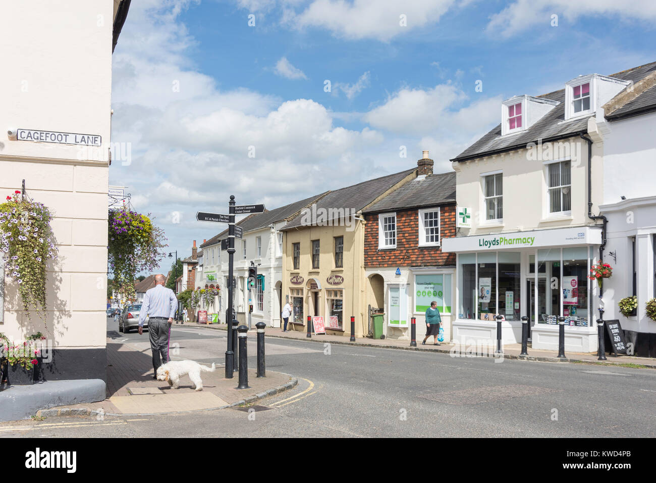 A Henfield High Street, a Henfield, West Sussex, in Inghilterra, Regno Unito Foto Stock