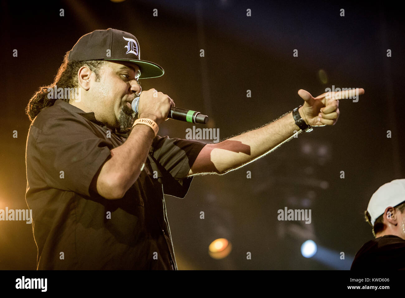 La American hip hop gruppo dilatata di popoli esegue un concerto dal vivo all'Arena stadio a Roskilde Festival 2014. Qui il rapper Rakaa Iriscience è raffigurato dal vivo sul palco. Danimarca, 04.07.2014. Foto Stock