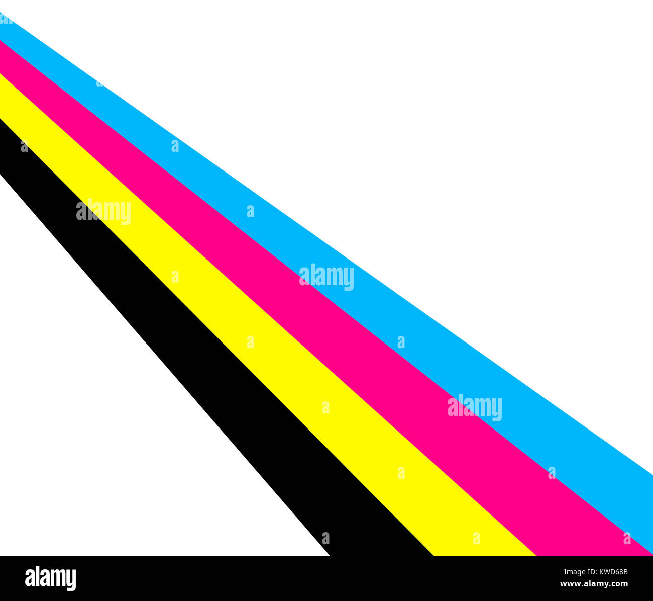 Un semplice grafico che mostra i quattro colori di stampa CMYK Foto Stock