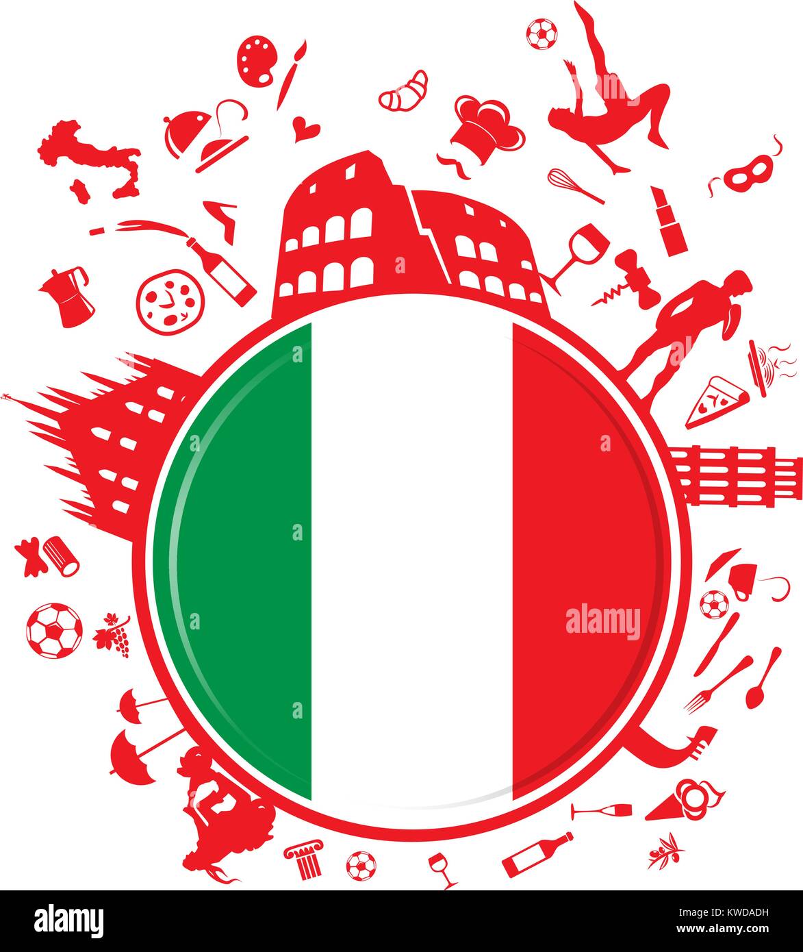 Italiana sullo sfondo del cerchio Illustrazione Vettoriale