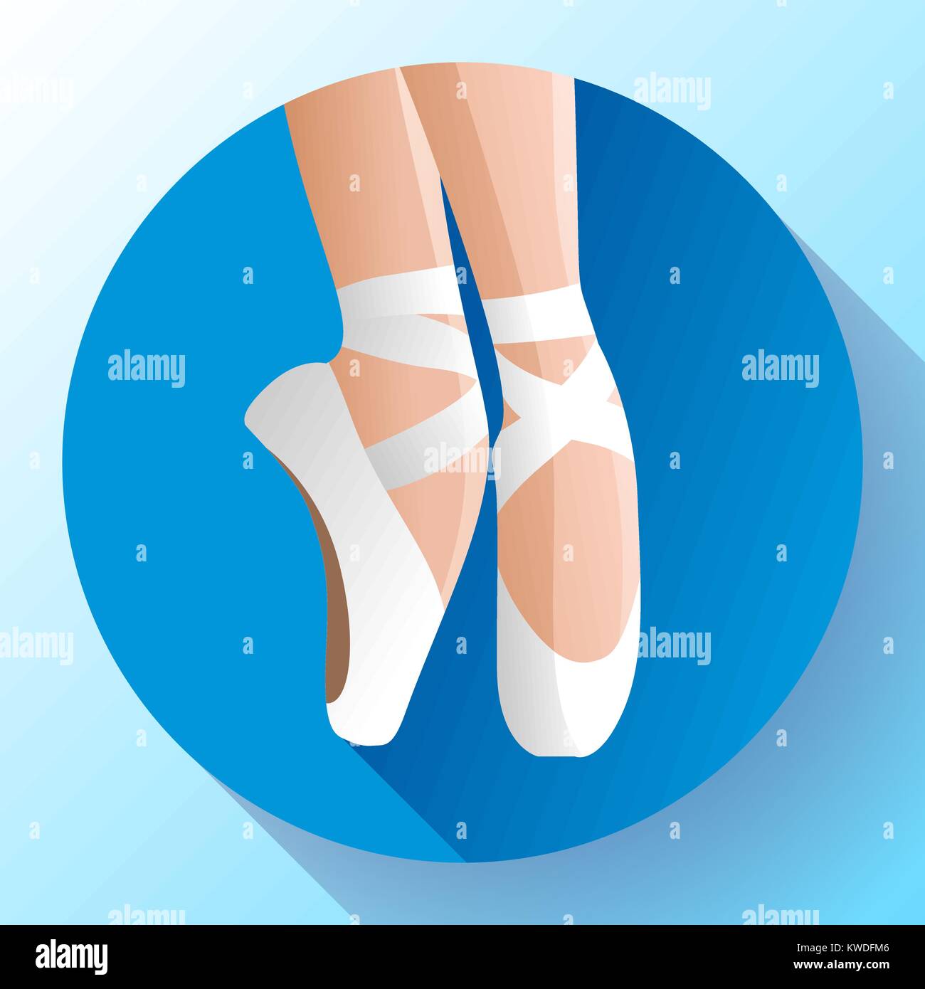 White ballet pointe scarpe piatte illustrazione vettoriale di palestra scarpe da ballo permanente sulla tiptoes Illustrazione Vettoriale