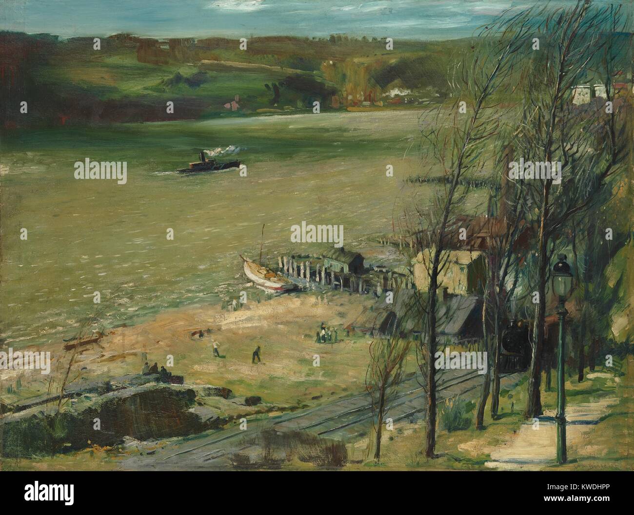 L'Hudson, da George soffietto, 1908, la pittura americana, olio su tela. Oggi il Riverside Park è in costruzione in primo piano e il New Jersey Palisades sono al di là del fiume (BSLOC 2017 7 127) Foto Stock