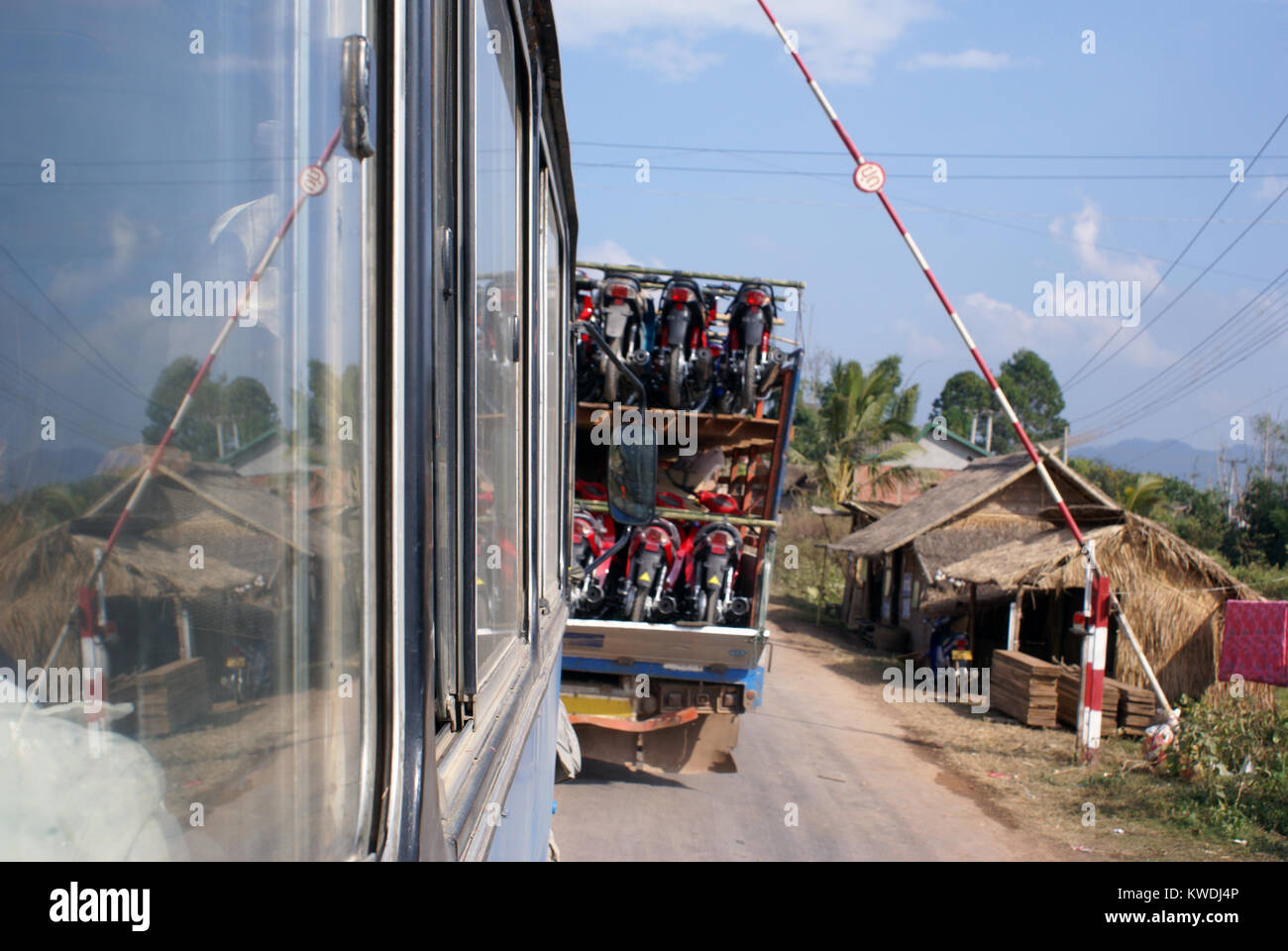 Fermata nel paese del nord del Laos Foto Stock