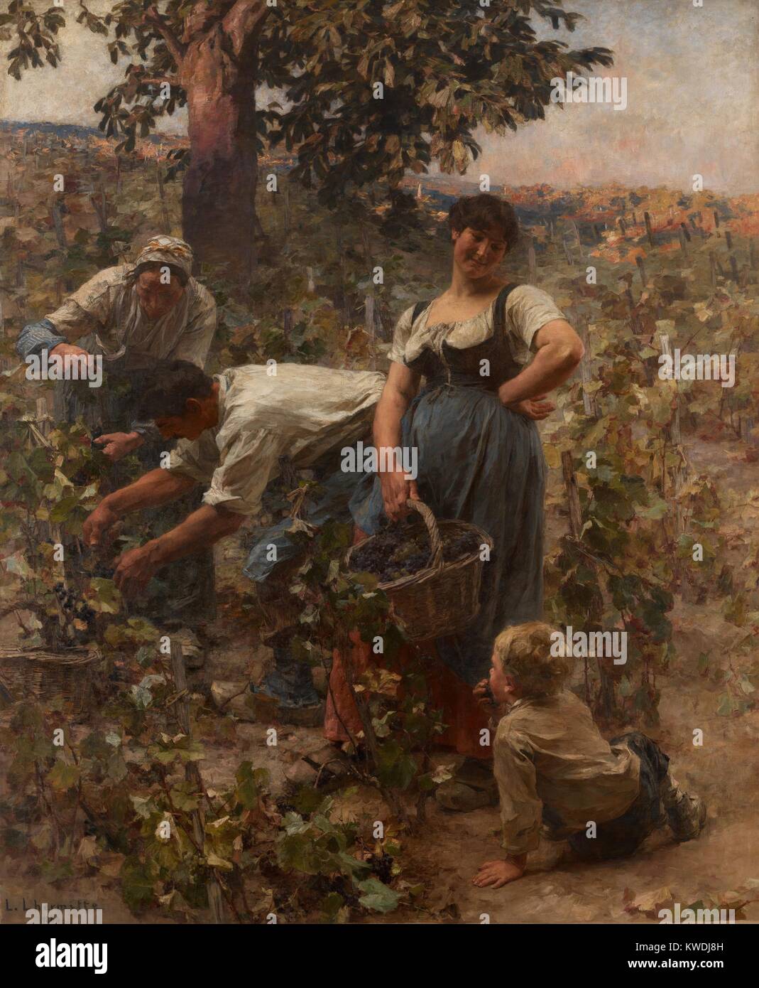 La vendemmia, da Leon-Augustin Lhermitte, 1884, la pittura francese, olio su tela. Questo Beaux Arts pittura realista della pittoresca contadini era tipica degli artisti di lavoro. Lhermittes dipinti furono ammirate da Vincent Van Gogh (BSLOC 2017 9 67) Foto Stock