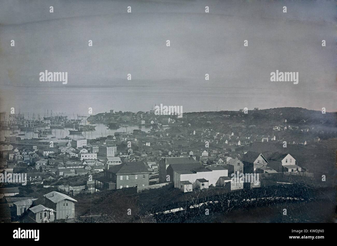 Daguerreotype di San Francisco dal 1849 o 1850, da un fotografo sconosciuto. Il Gold Rush del 1849 ha sollevato la popolazione da 1.000 nel 1848 a 25.000 da dicembre 1849 (BSLOC 2017 17 1) Foto Stock