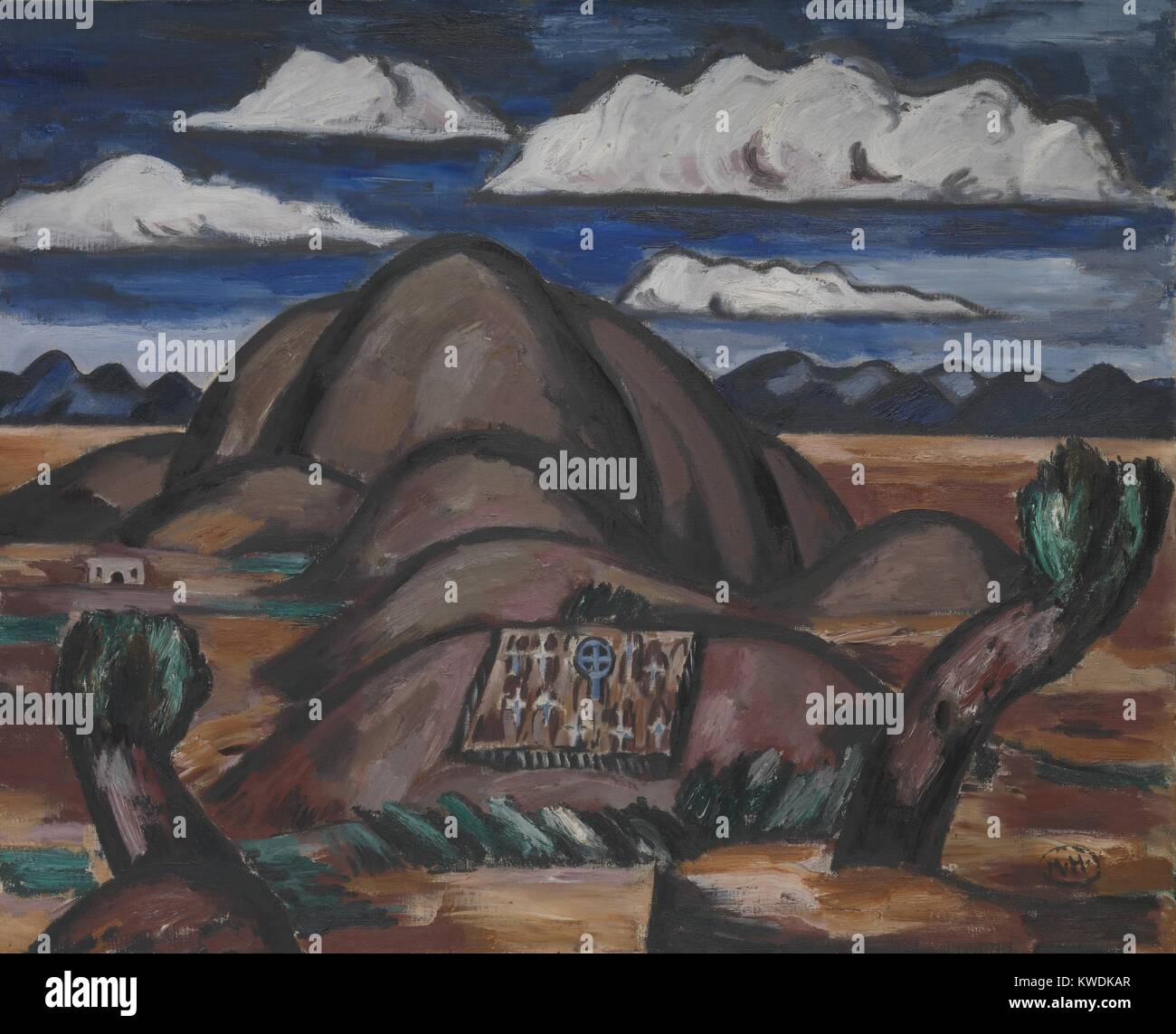 Cimitero, Nuovo Messico, Marsden Hartley, 1924, la pittura americana, olio su tela. Dipinto dalla memoria sei anni dopo aver visitato Taos, Nuovo Messico, Questa scena raffigura probabilmente il cimitero sulla Taos Pueblo di cristianizzazione del popolo nativo che furono sepolti secondo la dogana indigeni (BSLOC 2017 7 109) Foto Stock