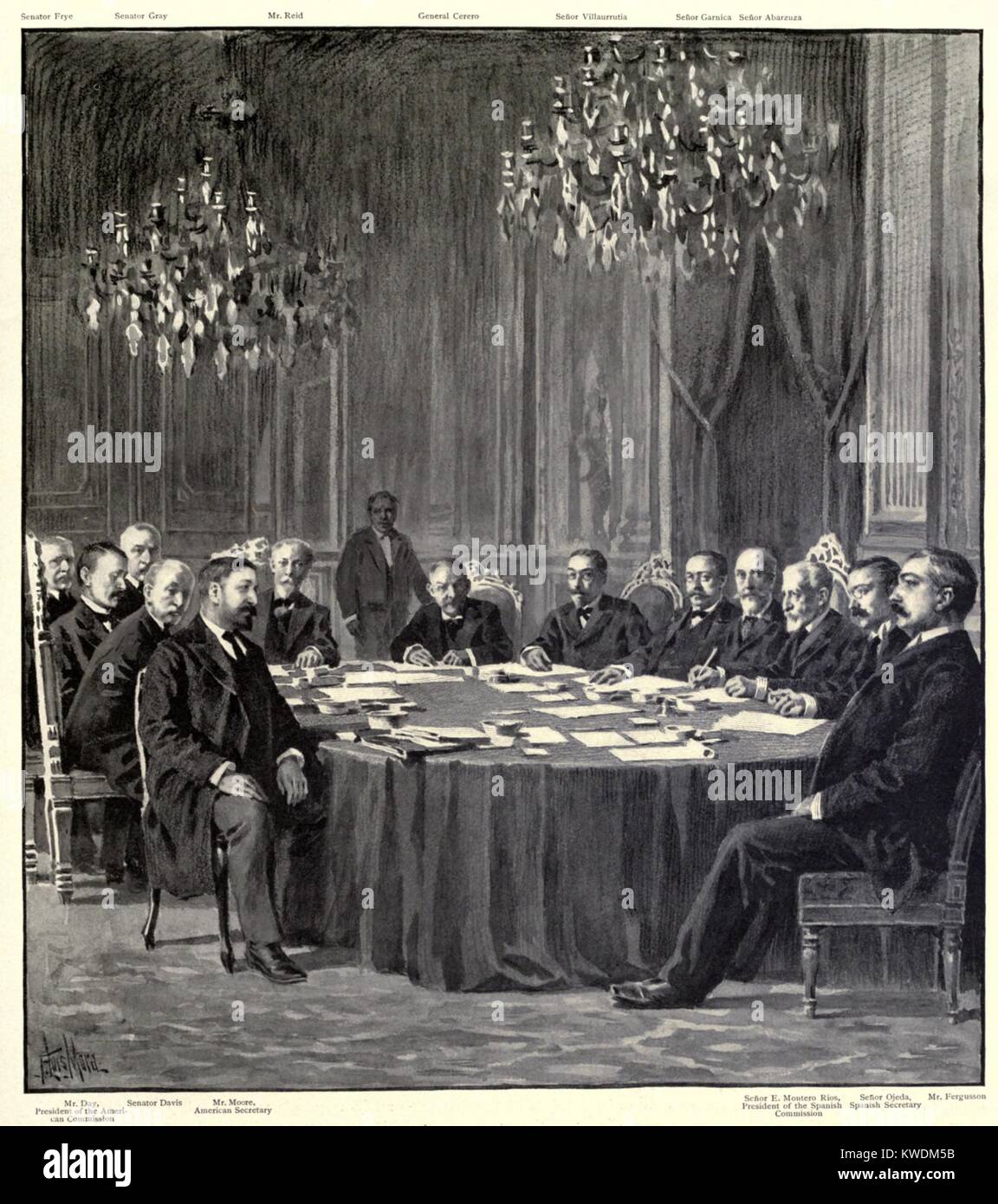 I commissari di pace dopo la finalizzazione del Trattato di Parigi, terminando la spagnola guerra americana. Dic. 10, 1898. È garantita l'indipendenza di Cuba ma trasferita a Puerto Rico, Guam e Filippine, negli Stati Uniti (BSLOC 2017 10 89) Foto Stock