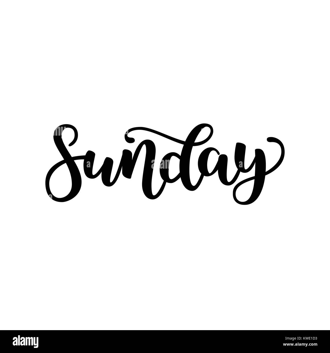 Domenica. Font della scrittura di calligraphy. Illustrazione di vettore isolato su sfondo bianco. EPS 10. Pennello nero inchiostro scritte. Giorno della settimana Illustrazione Vettoriale