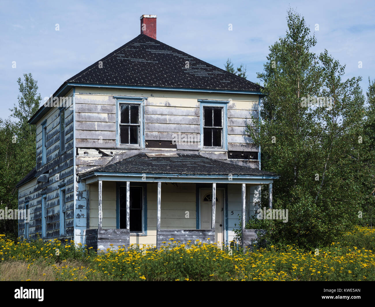 Abbandonato casa, 5 Black River Road, Black River Bridge, New Brunswick, Canada. Foto Stock