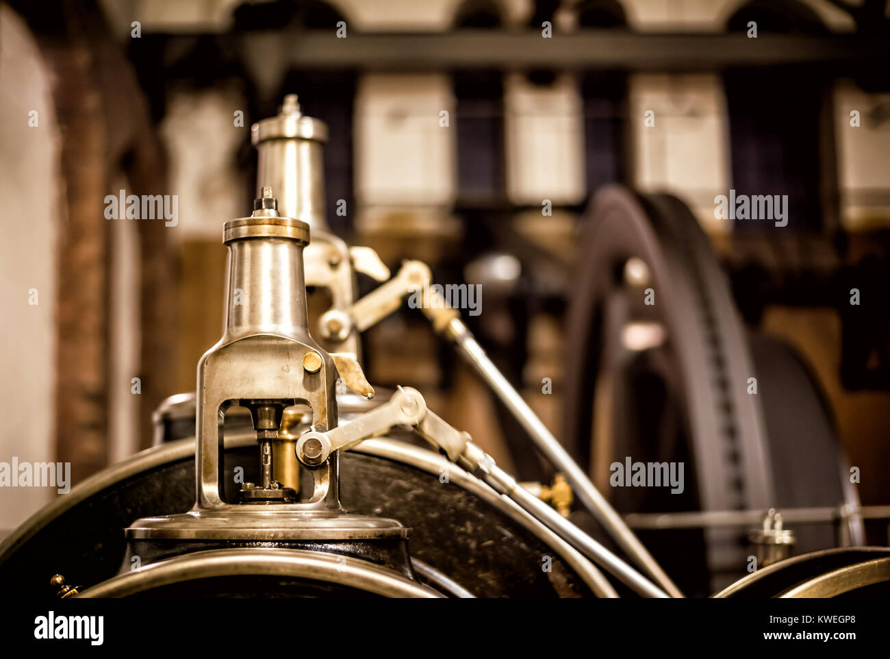 Le valvole sul motore di vapore Foto Stock