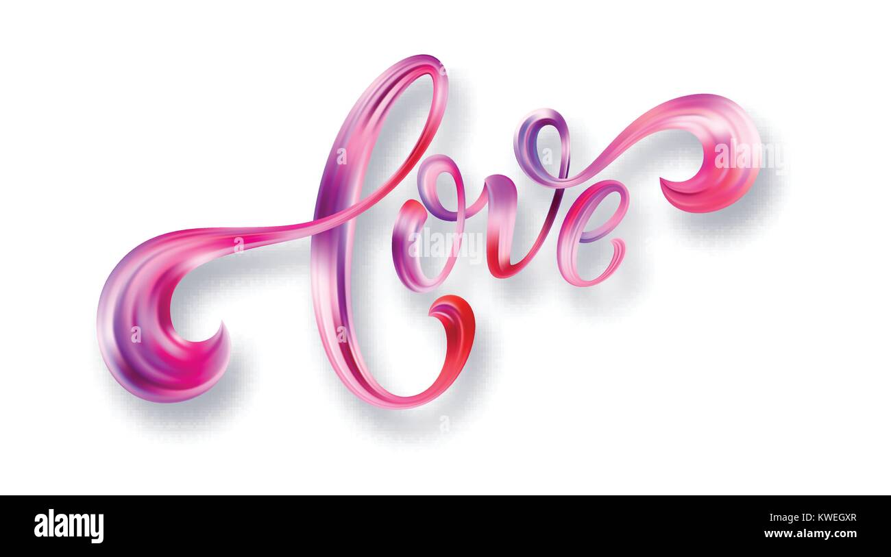 Happy Valentines Day card con scritto a mano l'amore. Illustrazione Vettoriale Illustrazione Vettoriale