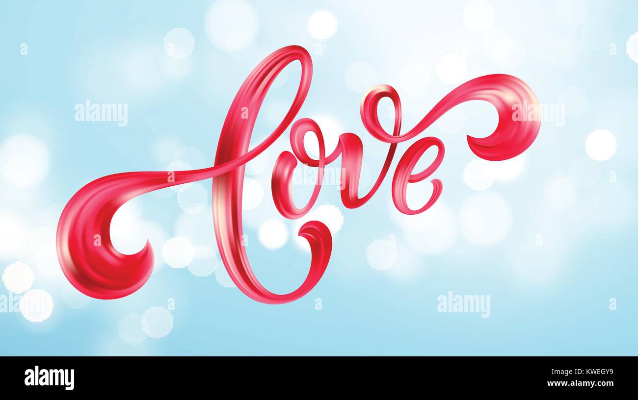 Happy Valentines Day card con scritto a mano l'amore. Illustrazione Vettoriale Illustrazione Vettoriale