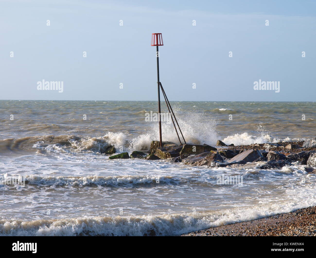 Tempesta in uscita alta marea, Foto Stock