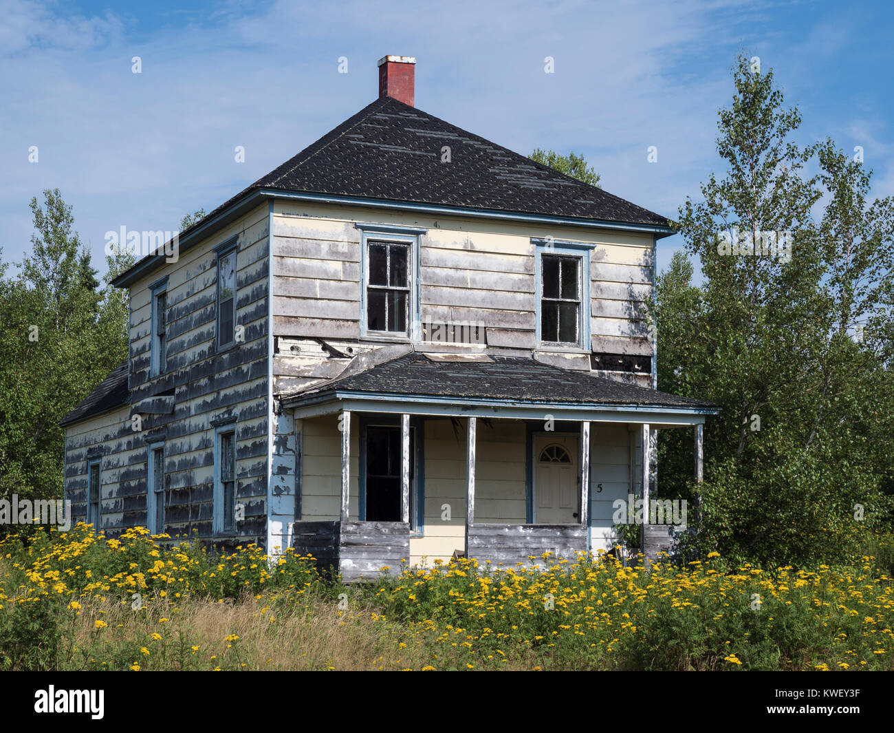 Abbandonato home su Black River Road, Black River Bridge, New Brunswick, Canada. Foto Stock
