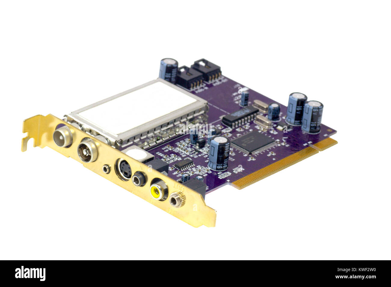 Scheda di sintonizzazione TV per computer isolato su bianco Foto Stock