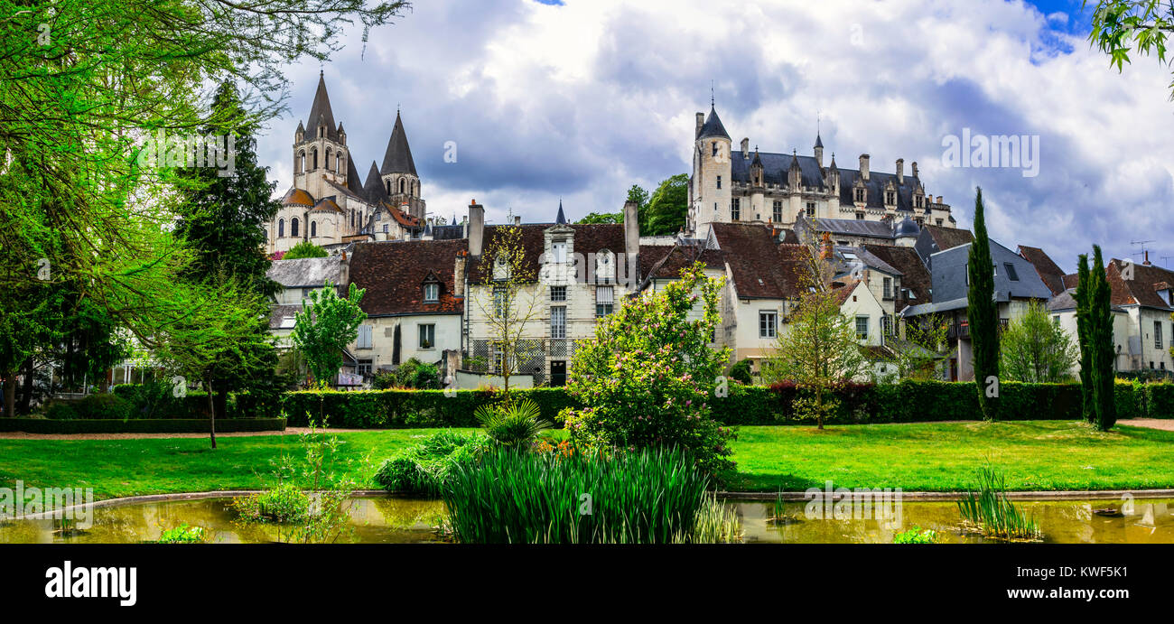 Splendido Chateau de Loches,della Valle della Loira, Francia. Foto Stock