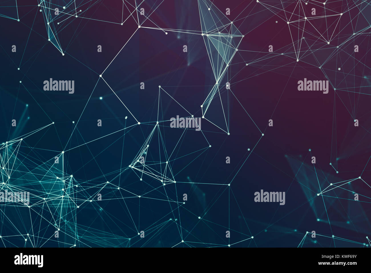 Abstract poligonale blu scuro lo spazio a bassa poli dello sfondo. Punti di collegamento e le linee in triangoli a struttura di rete. Illustrazione per il branding, scienza, Foto Stock