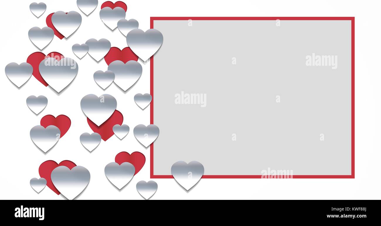 Taglio carta cuori di San Valentino con scatola vuota Foto Stock