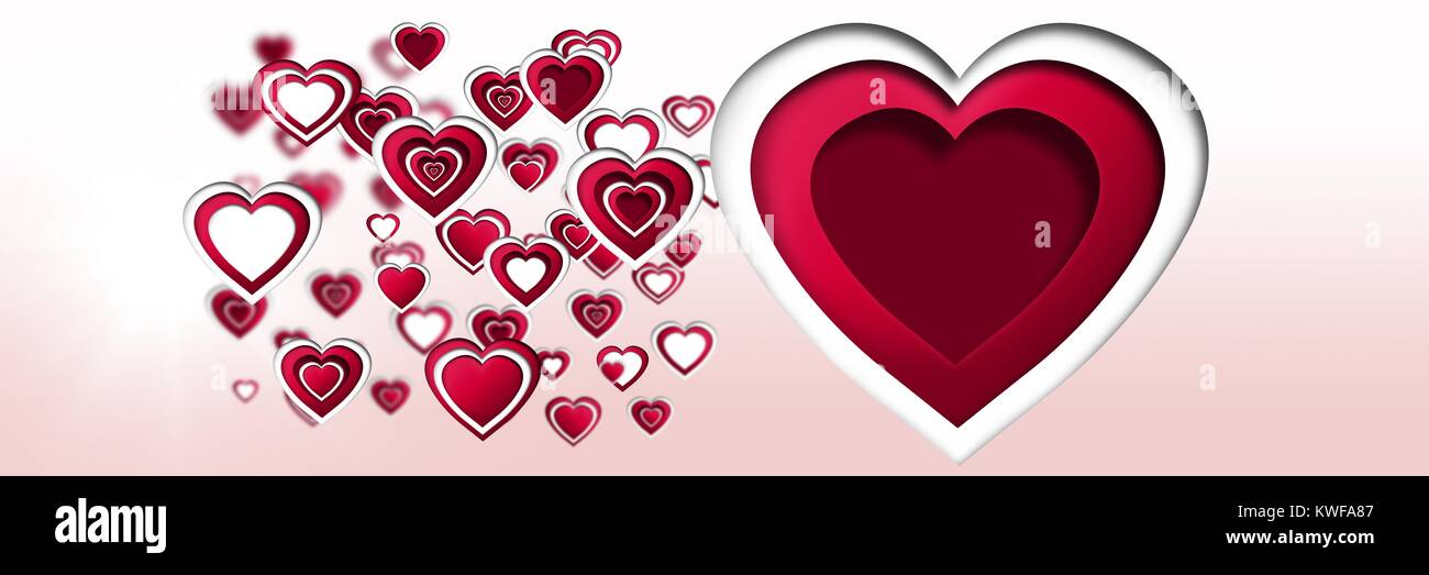 Cuori di San Valentino stratificati Foto Stock
