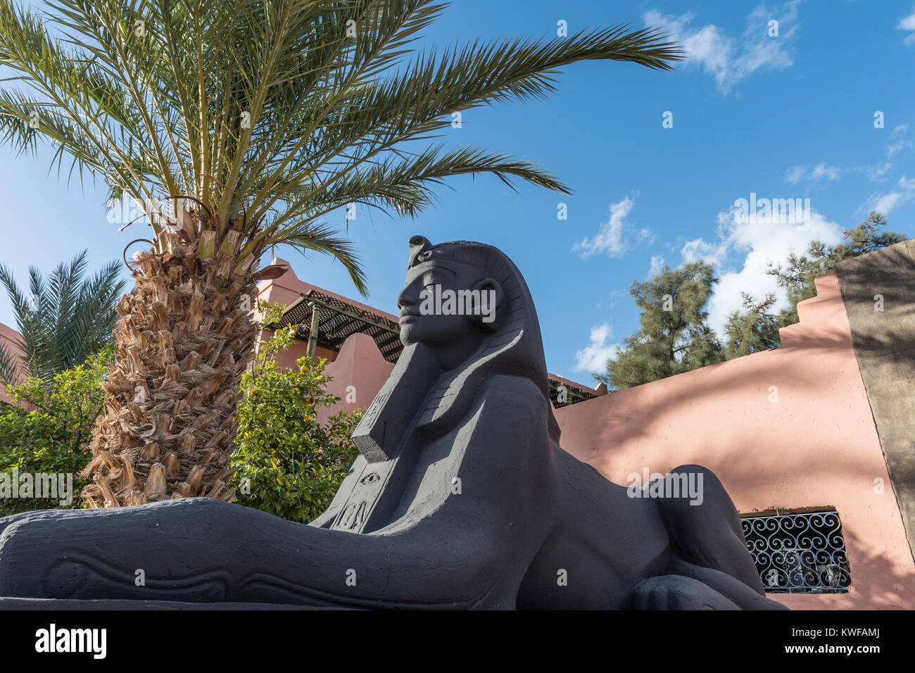 Spinx carving all'entrata. Foto Stock