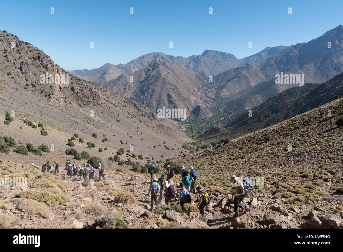 Il Trekking parte marocchina in Alto Atlante Foto Stock
