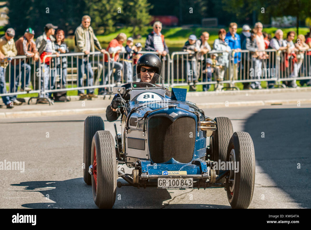 MG vintage oldtimer classic car Arosa rally di montagna Svizzera Foto Stock