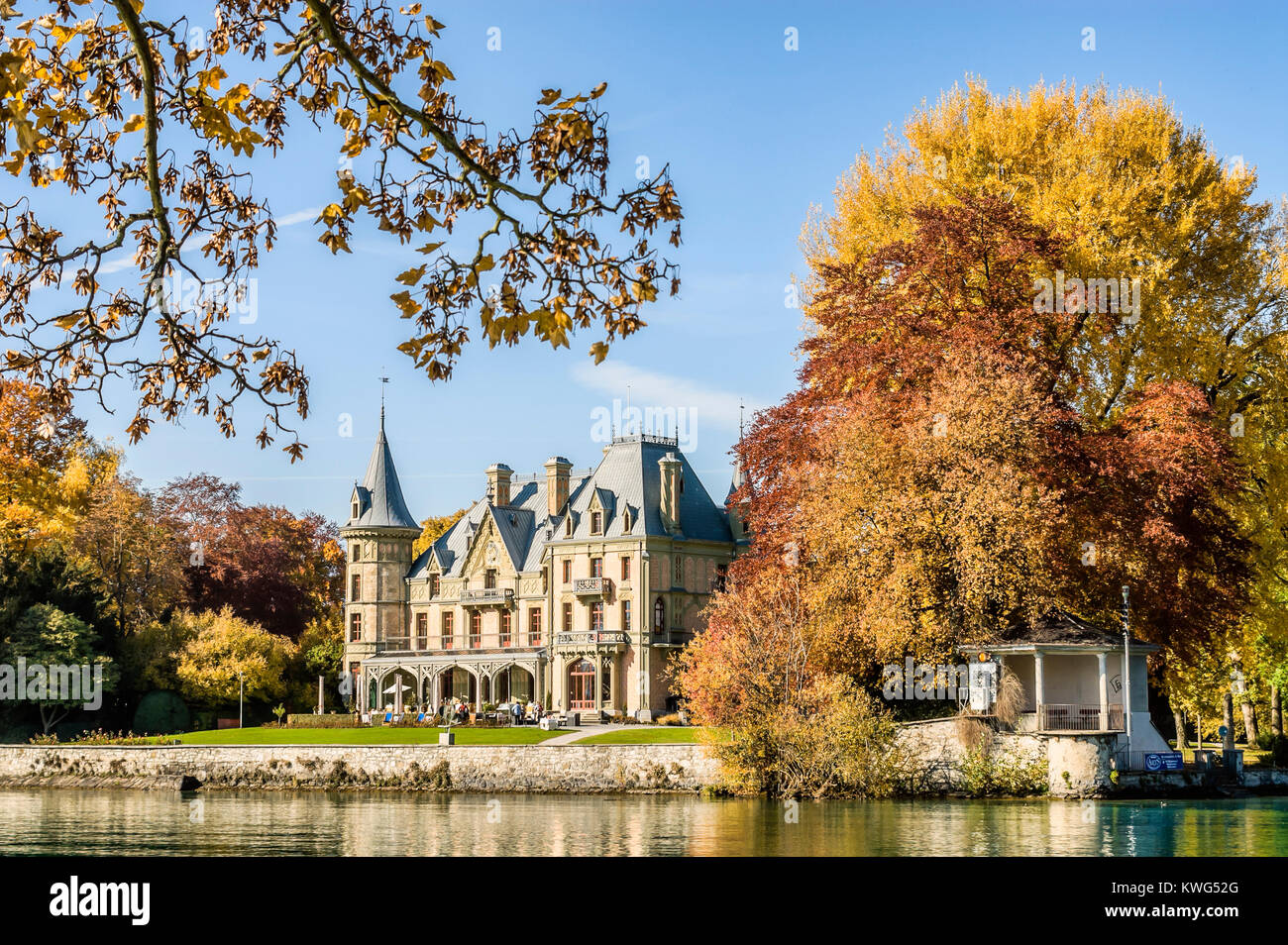 Castello di Schadau sul Lago di Thun, Svizzera, Schweiz Foto Stock