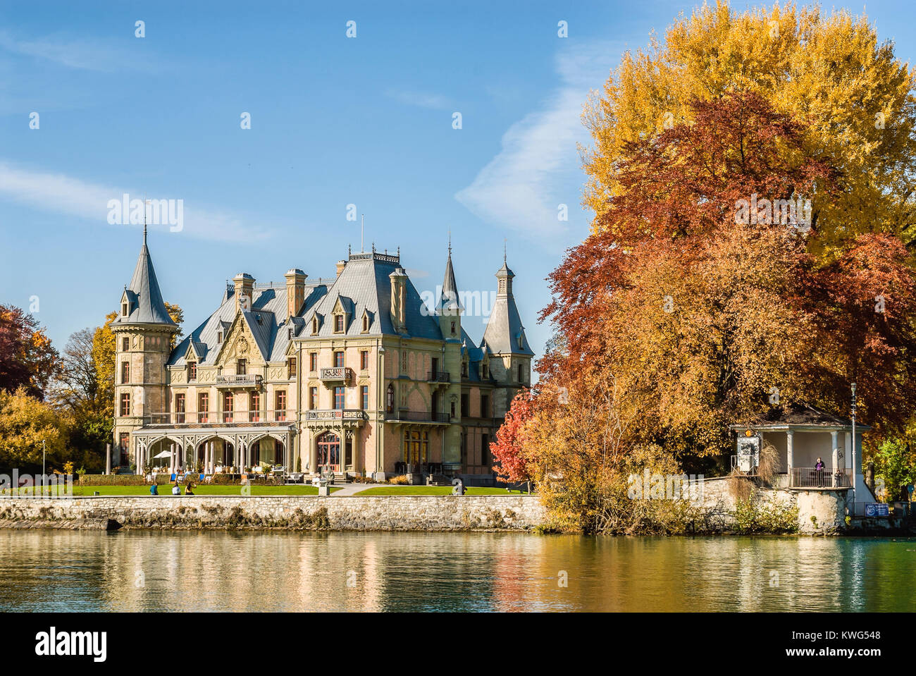 Castello di Schadau sul Lago di Thun, Svizzera, Schweiz Foto Stock