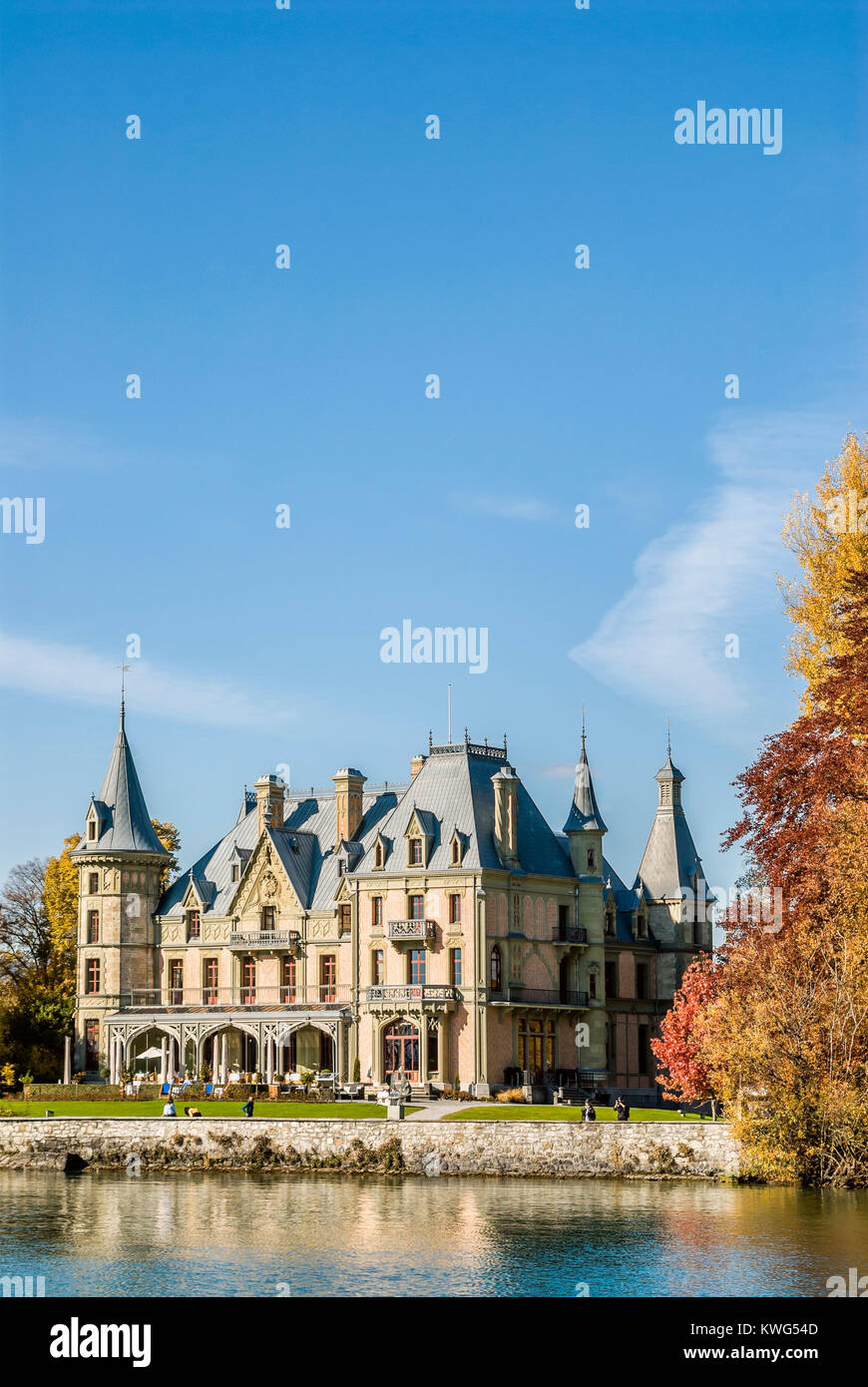 Castello di Schadau sul Lago di Thun, Kanton Berna, Svizzera Foto Stock