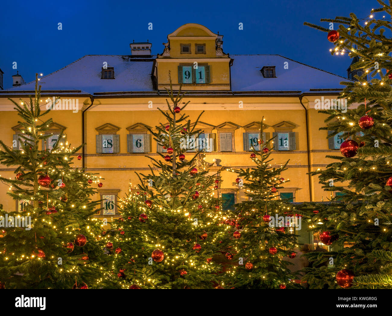 Mercatino di Natale Christkindlmarkt Palazzo Hellbrunn Hellbrunn Magia dell Avvento, Salisburgo, Austria, Europa Foto Stock