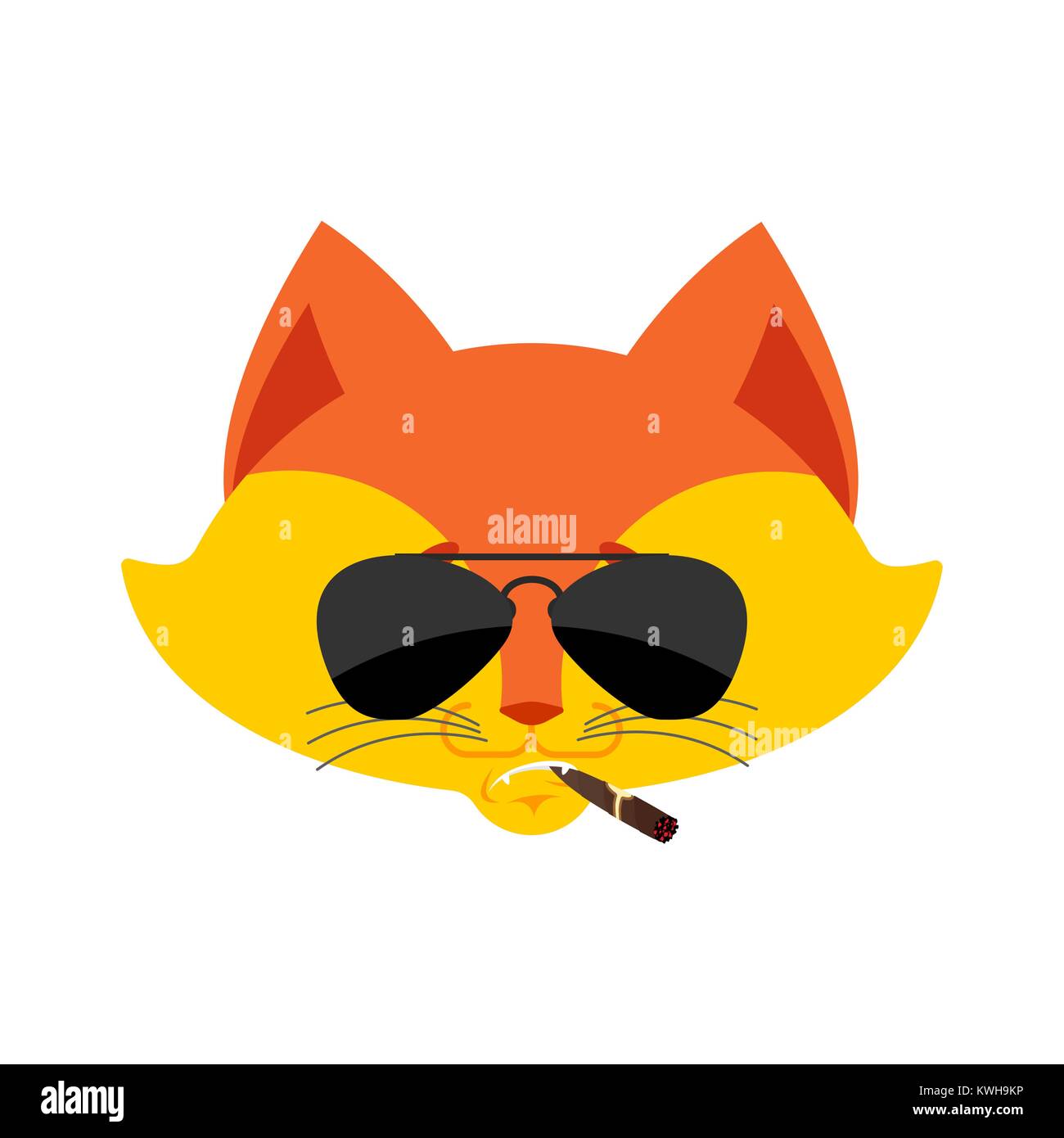 Fox Cool grave avatar di emozioni. Animale sigaro fumare gli Emoji. Belva rigorosa. Illustrazione Vettoriale Illustrazione Vettoriale