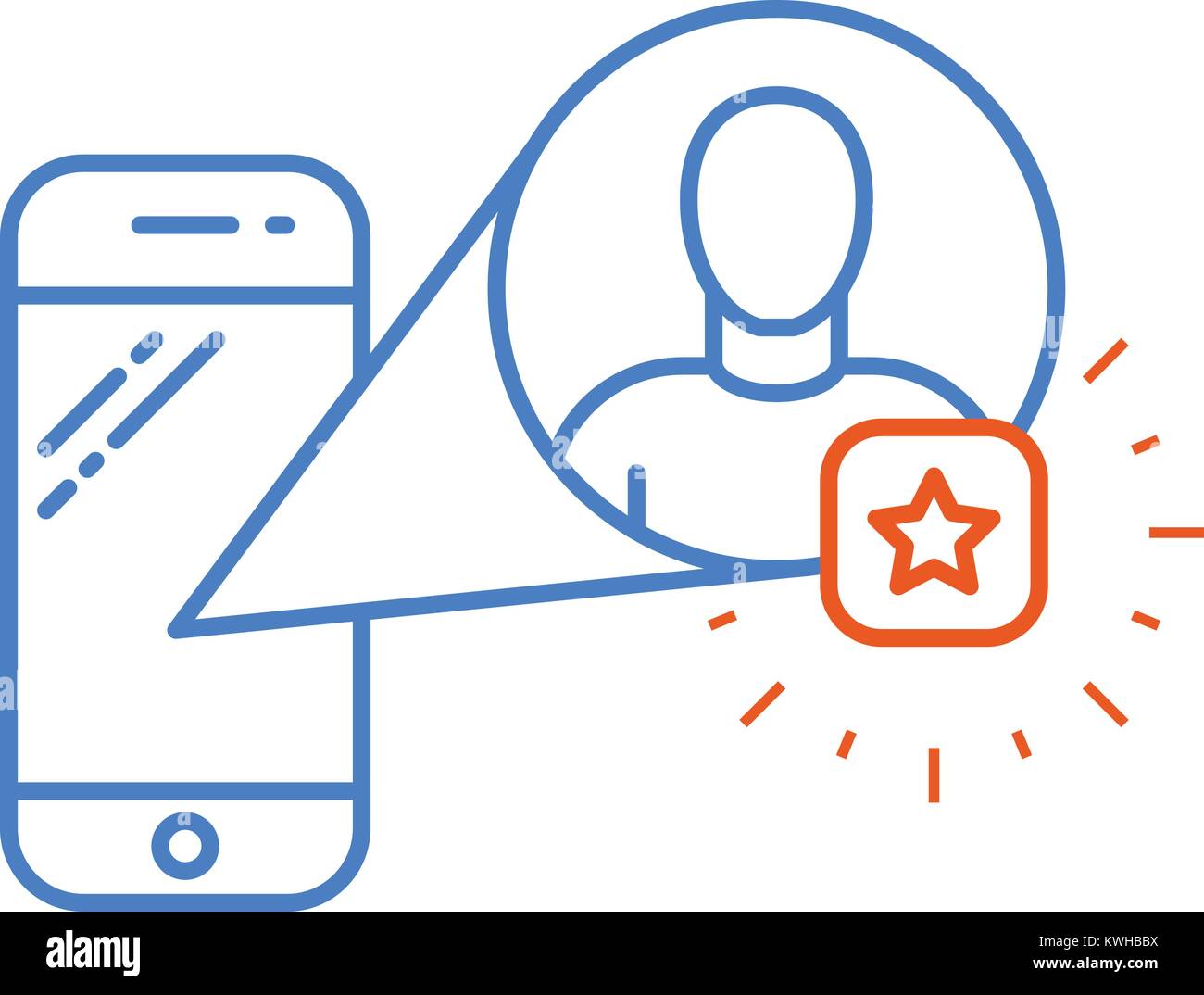 Aggiungi un amico - preferito icona utente sullo smartphone Illustrazione Vettoriale