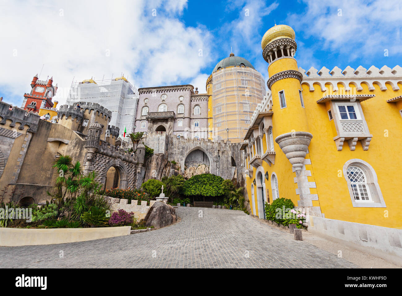 La pena il National Palace è un palazzo Romanticist in Sao Pedro de Penaferrim, Sintra, Portogallo Foto Stock