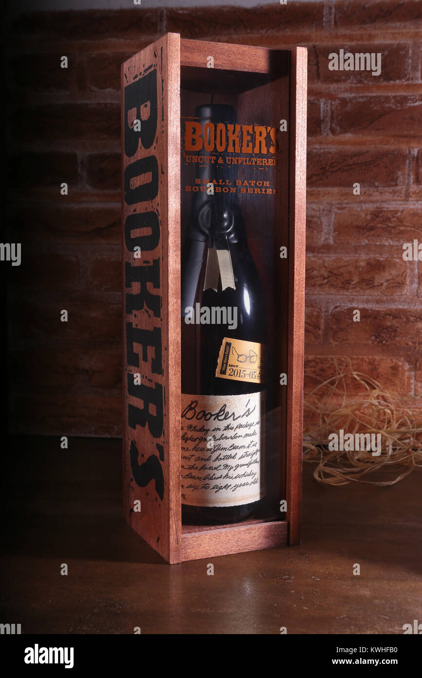 Grodno, Bielorussia, Januar 02, 2018 , Booker, dritto Kentucky bourbon whiskey. Foto Stock