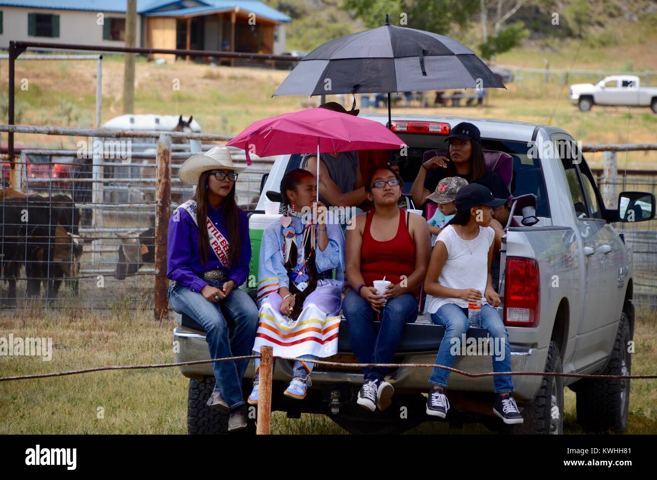 Ragazze in pony express 2017 in dulce jicarillo apache indian reservation Foto Stock