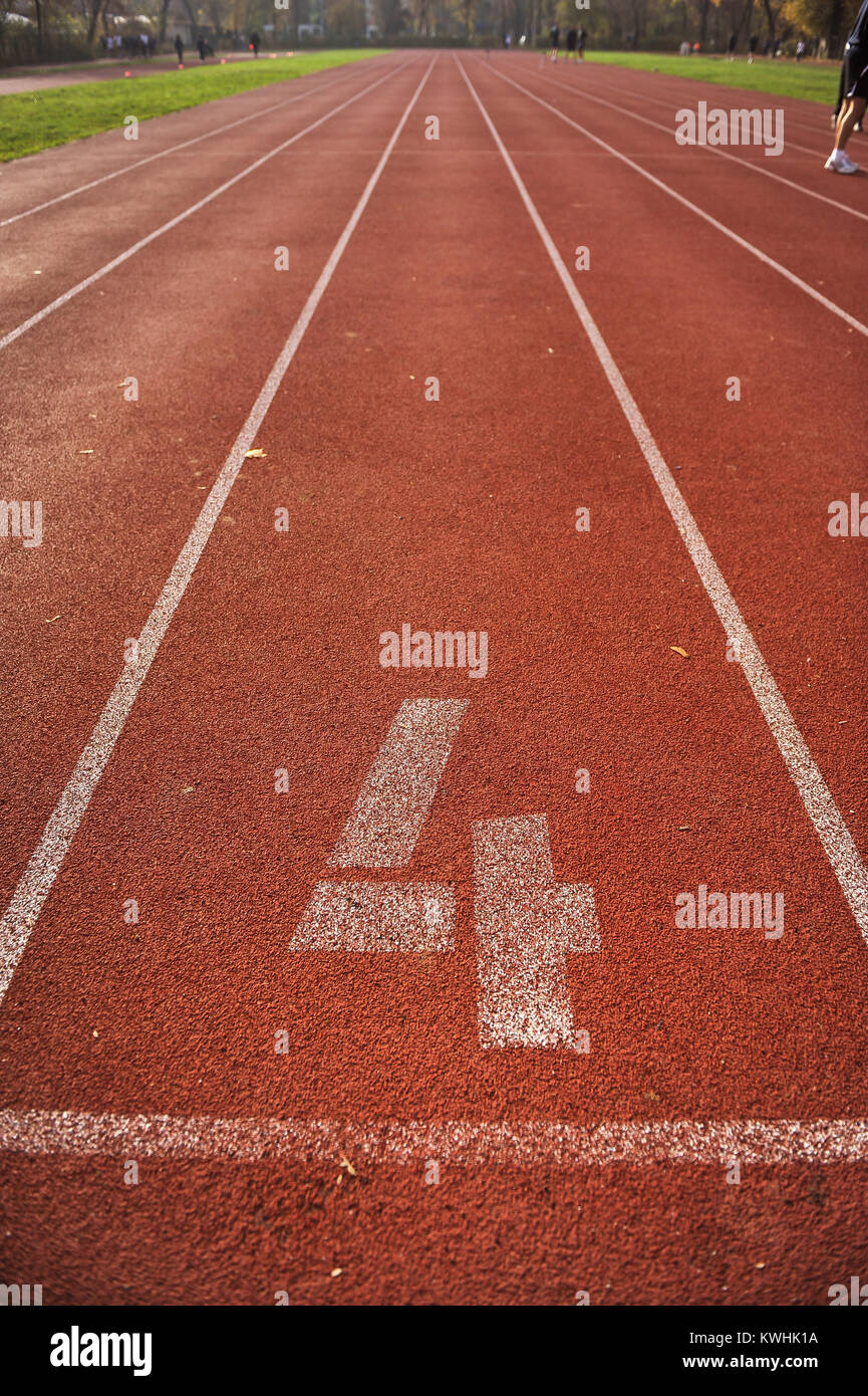 Pista atletica corsie - tutte le previsioni per la corsa Foto Stock