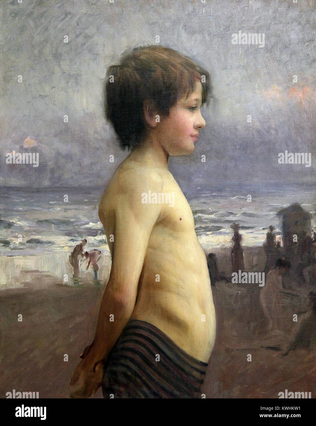 Jeune garcon sur la plage / Giovane ragazzo in spiaggia 1880 Jules Bastien-Lepage (1848 - 1884), pittore francese.il naturalismo. Foto Stock