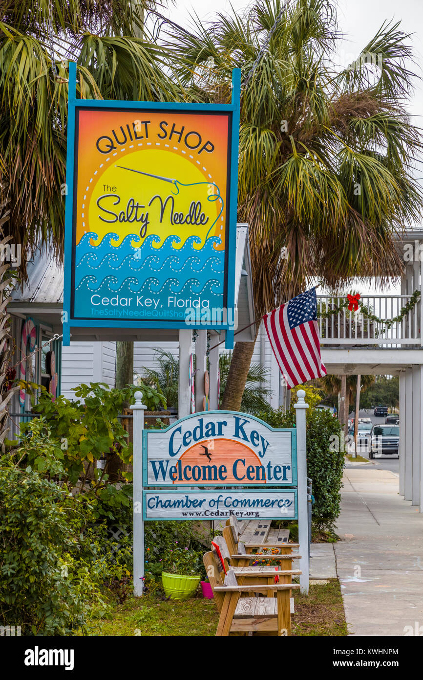 Cedar Key Welcome Center Accedi vecchia Florida città di Cedar Key in Florida, Stati Uniti Foto Stock