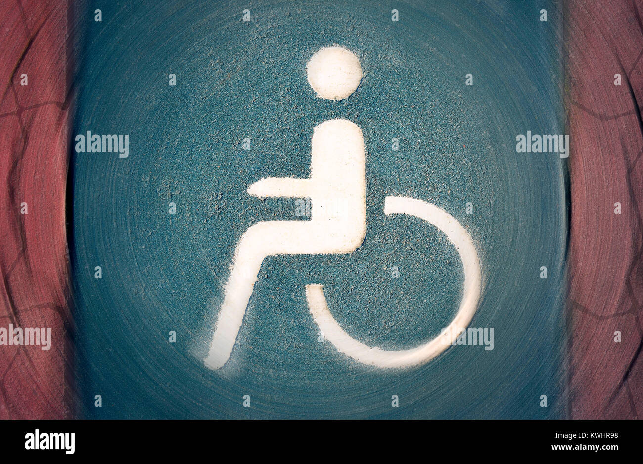 Lo spazio di parcheggio per i disabili, impedimento Behindertenparkplatz, Behinderung Foto Stock