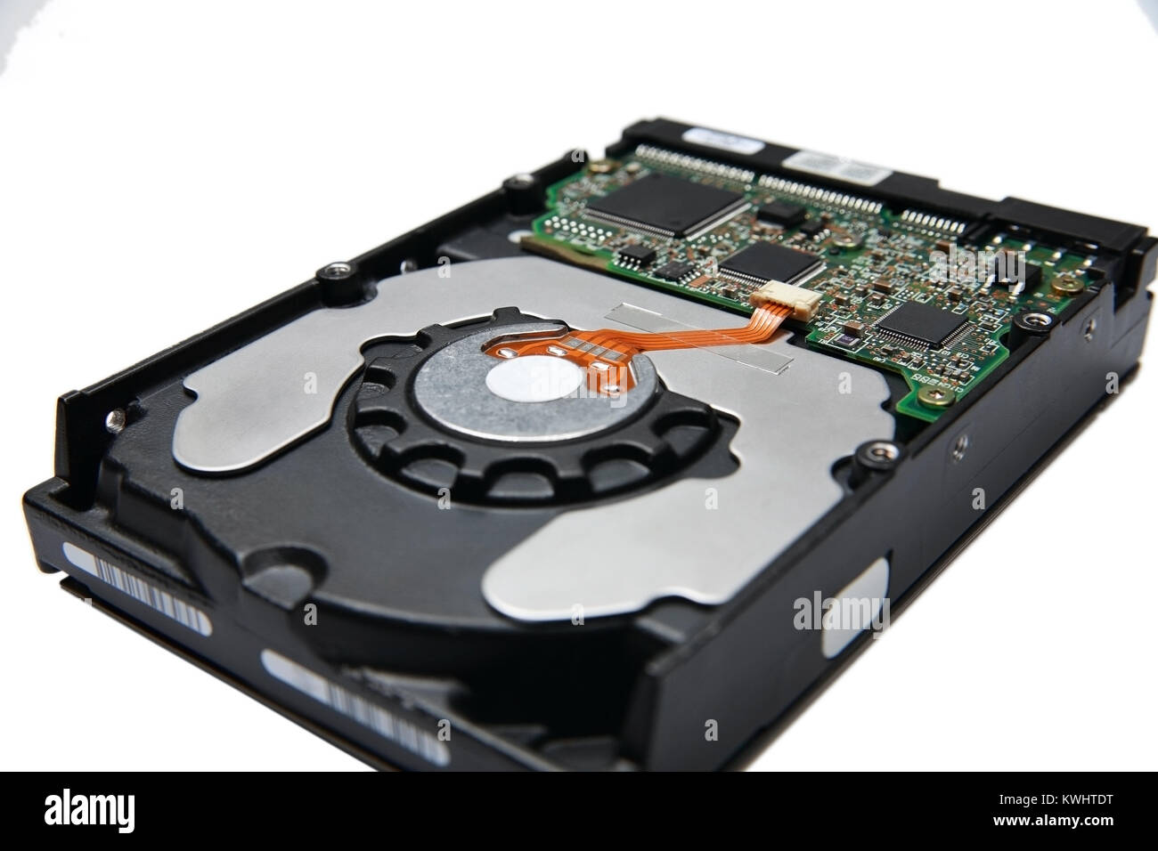 HDD, Hard drive su sfondo bianco, primo piano Foto Stock